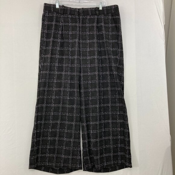 New Torrid size 18 Black Plaid Wide Leg Stretch Pull-on Pants Office Career - Picture 1 of 11